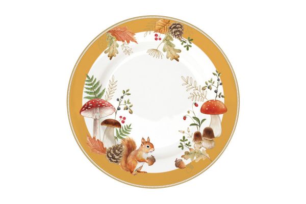 Тарелка десертная 19 см, фарфор, белая, Микс, Белка и грибы, Autumn Breeze 4 шт Easy Life