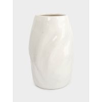 Ваза для цветов 24 см, керамика, молочная, в крапинку, Мятый эффект, Barkhan Anna Lafarg