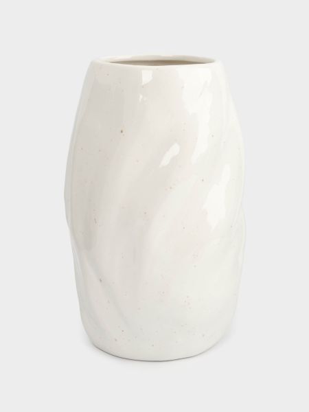 Ваза для цветов 24 см, керамика, молочная, в крапинку, Мятый эффект, Barkhan Anna Lafarg
