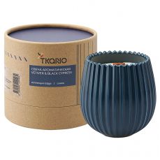 Свеча ароматическая с деревянным фитилём vetiver & black cypress из коллекции edge, синий, 60 ч Tkano