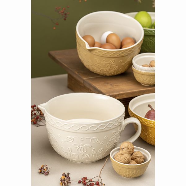 Набор из 4 пиал кремового/бежевого цветов с рельефным узором Ягоды Тайги из коллекции russian north, 130мл Tkano