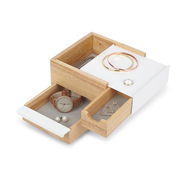 Шкатулка для украшений Stowit Mini белая-дерево