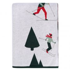 Плед из хлопка с новогодним рисунком let's ski из коллекции new year essential, 130x180 см Tkano