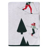 Плед из хлопка с новогодним рисунком let's ski из коллекции new year essential, 130x180 см Tkano
