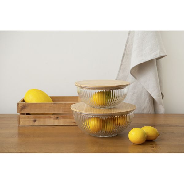 Чаша стеклянная с бамбуковой крышкой harmy, 2 л Liberty Jones