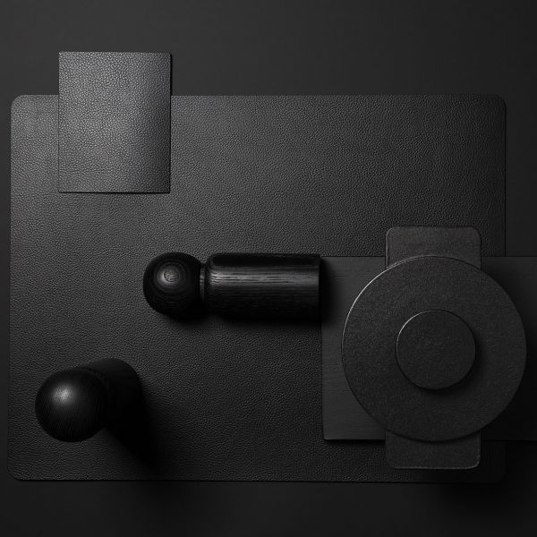 Подстановочная прямоугольная салфетка из натуральной кожи 45х35 см charcoal black Skinnatur