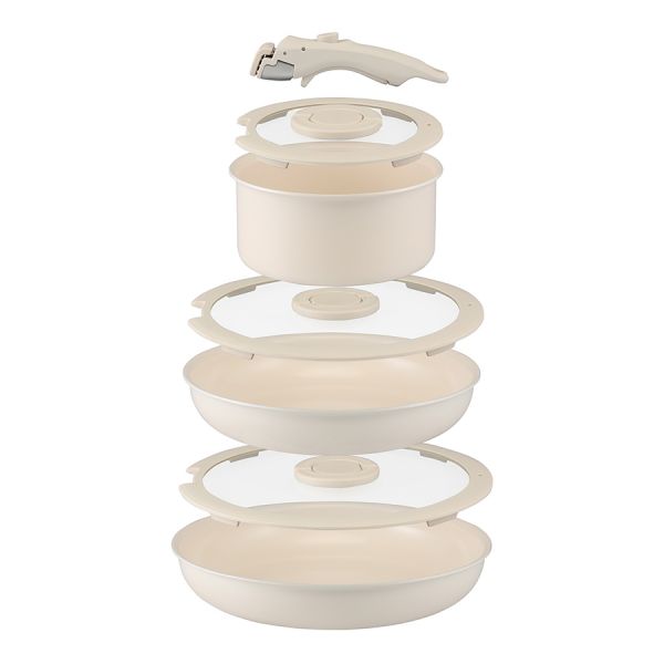 Набор посуды для приготовления со съемной ручкой smart ceramic, 7 предметов, цвета топленого молока Smart Solutions
