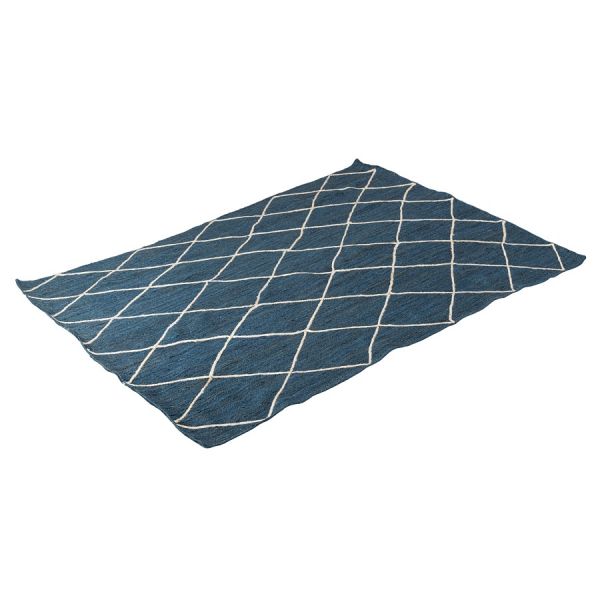 Ковер из джута темно-синего цвета с геометрическим рисунком из коллекции ethnic 200x300 см