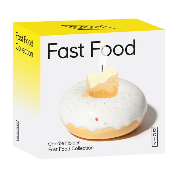 Подсвечник fast food, donut, D7 см, белый Doiy