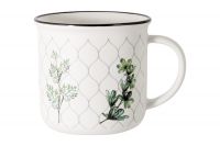 Кружка 400 мл, фарфор, белая, Зеленые ветки, Herbarium ANNA LAFARG