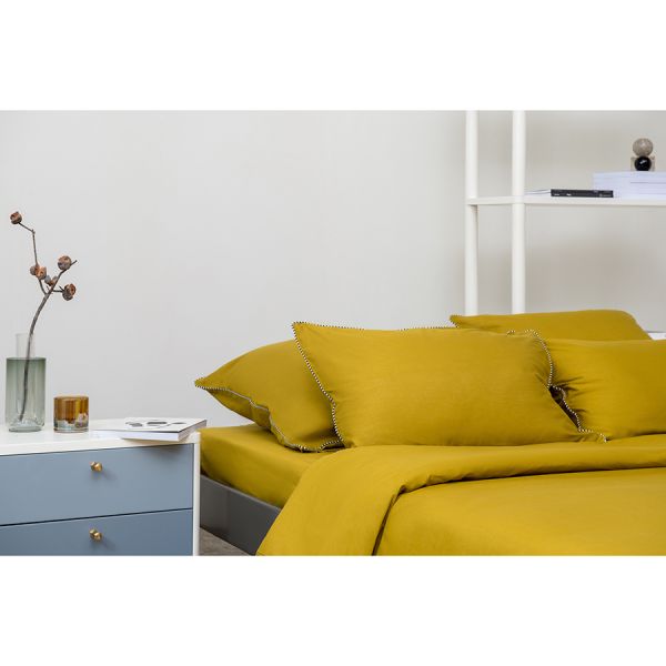 Простыня оливкового цвета с контрастным кантом из коллекции essential 240х270 см