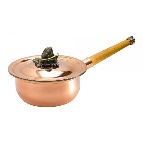Сотейник медный 20 см с лужением с крышкой «Чеснок» с деревянной ручкой Овощи С72208/11
