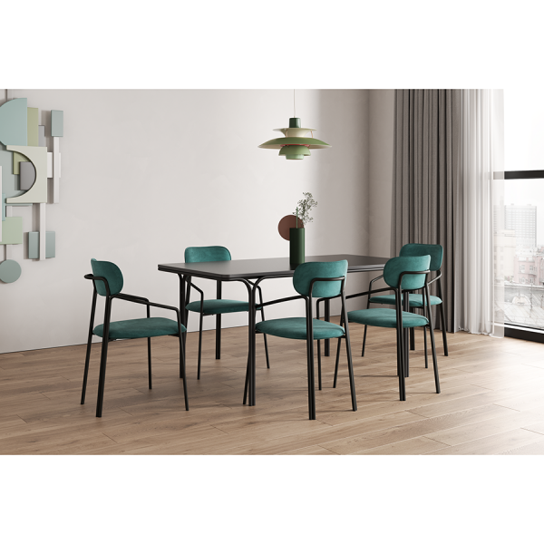 Стул ror, round, велюр, черный/зеленый