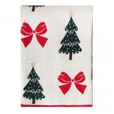 Плед из хлопка с новогодним рисунком christmas bows из коллекции new year essential, 130x180 см Tkano