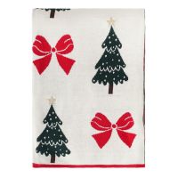 Плед из хлопка с новогодним рисунком christmas bows из коллекции new year essential, 130x180 см Tkano