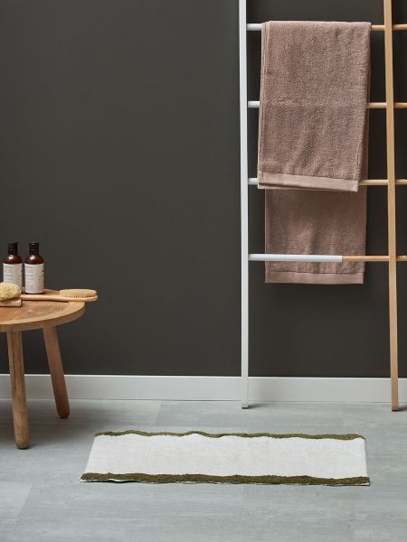 Коврик для ванной с кантом оливкового цвета из коллекции trendy ruffles, 50x80 см Tkano