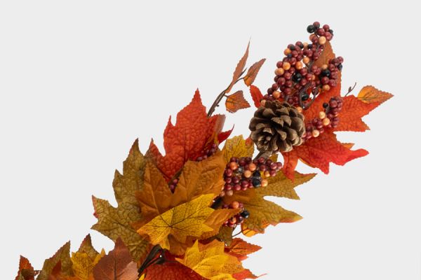 Ветка декоративная 80 см, полиэстер/пенопласт, Осенние листья, Bright pumpkin ANNA LAFARG
