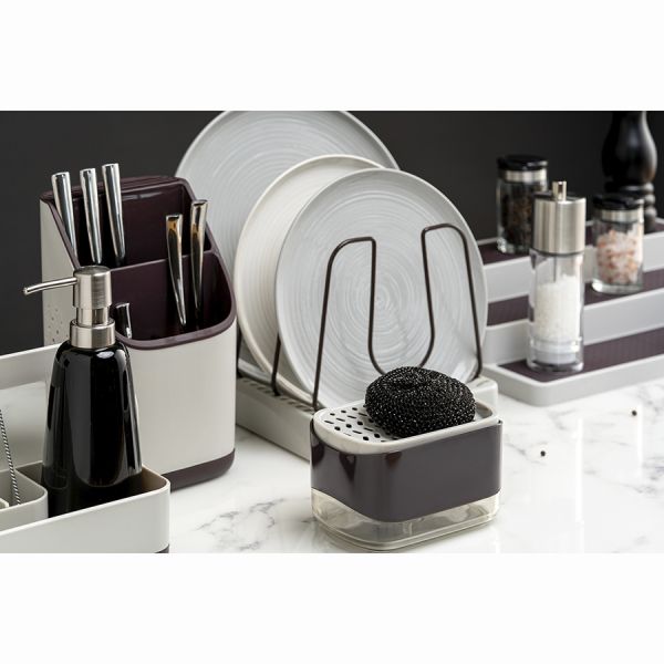 Органайзер для посуды ronja, 26,8х20,5 см, светло-серый/темно-сливовый