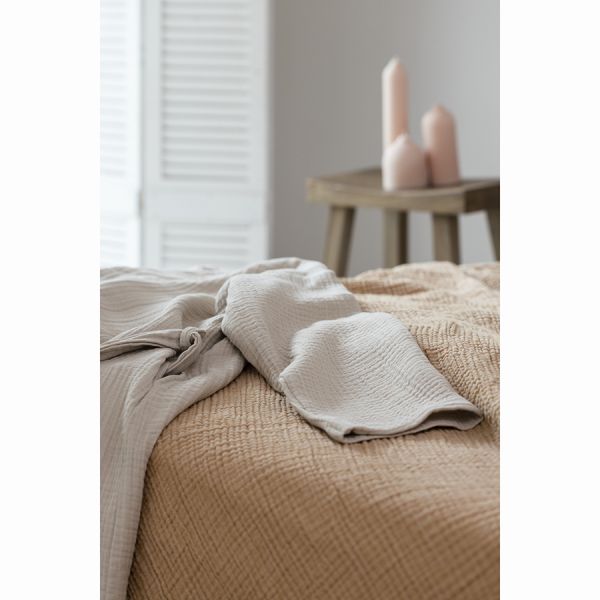 Покрывало двухстороннее из многослойного муслина цвета охры из коллекции essential, 230x250 см Tkano