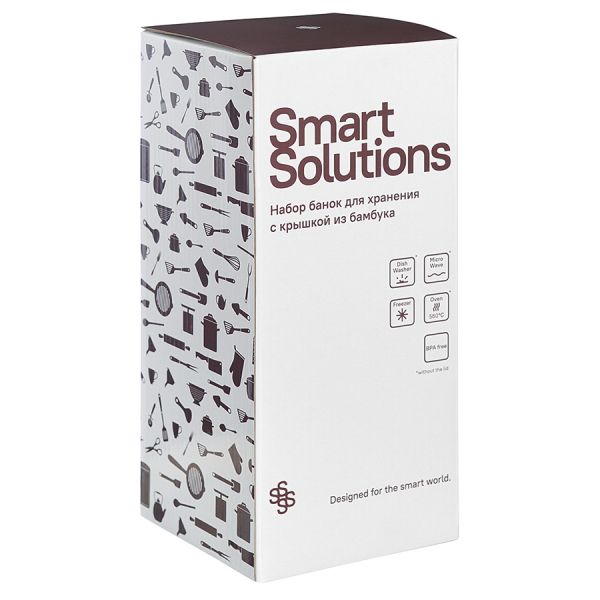 Набор из 3 банок для хранения с крышкой из бамбука Smart Solutions