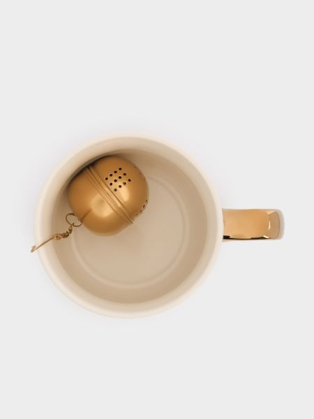 Кружка с ситом для заваривания 400 мл, фарфор/сталь, золотистая, Лошадь/Звезда, Horse ANNA LAFARG
