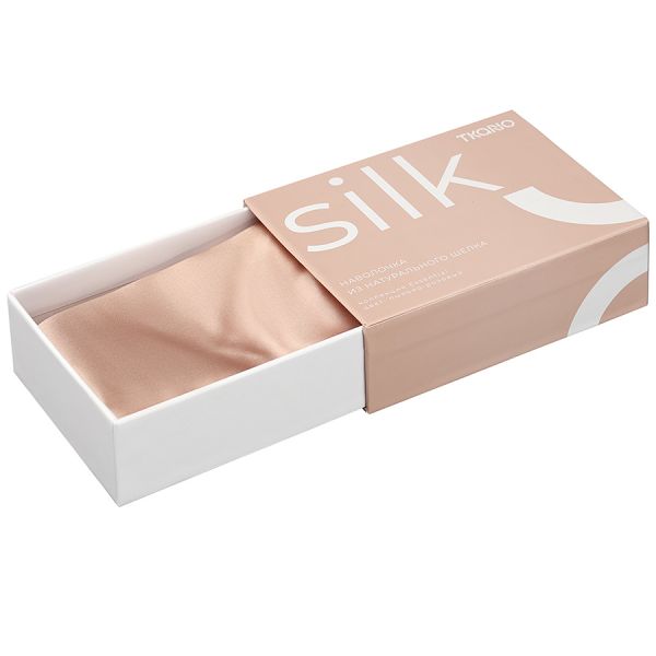 Наволочка из натурального шелка цвета пыльной розы из коллекции essential, 50х70 см Tkano