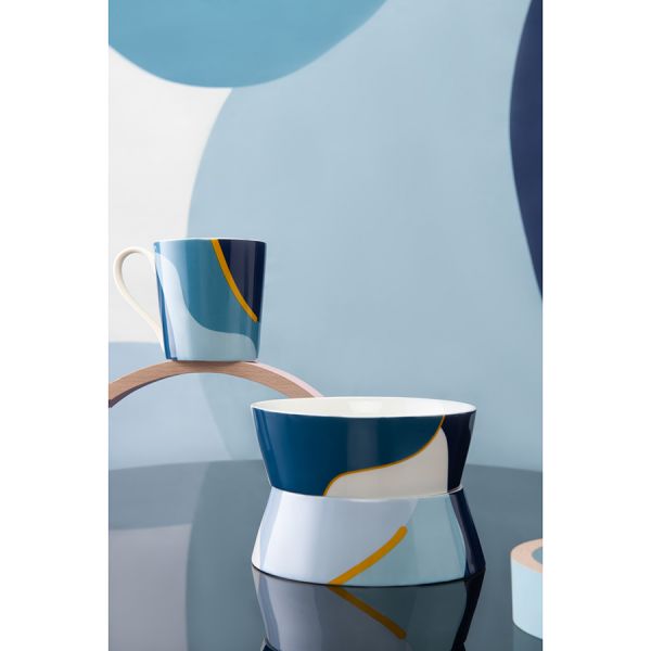 Набор из двух салатников синего цвета с авторским принтом из коллекции freak fruit 16см