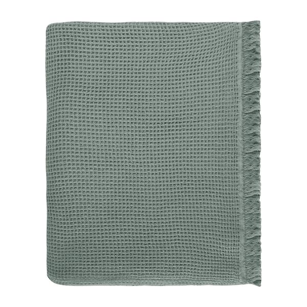 Покрывало вафельное из хлопка цвета шалфея из коллекции essential, 180х250 см Tkano