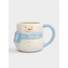 Кружка 450 мл, керамика, бело-голубая, Снеговик в шарфе, Snowman ANNA LAFARG