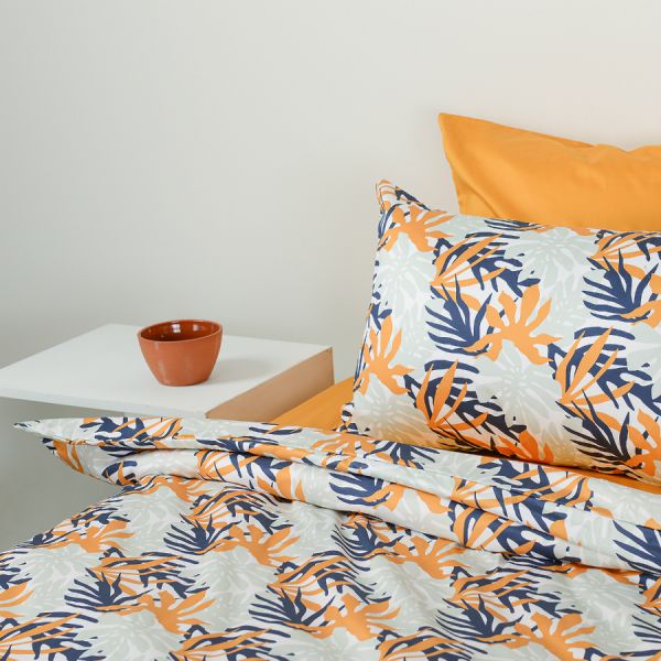 Комплект постельного белья из сатина с принтом leaves из коллекции wild, 150х200 см Tkano