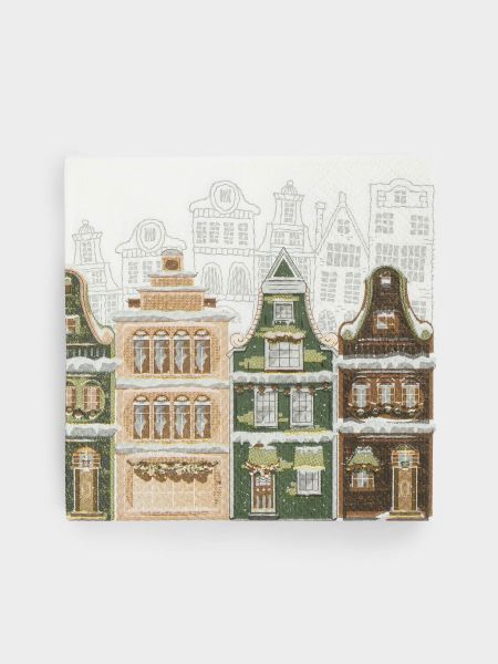 Салфетки бумажные, 21х21 см, 20 шт, квадратные, белые, Дома, Town ANNA LAFARG
