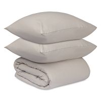 Комплект постельного белья изо льна и хлопка серо-бежевого цвета из коллекции essential, 200х220 см Tkano