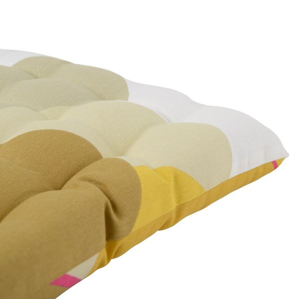 Подушка на стул из хлопка горчичного цвета с авторским принтом из коллекции freak fruit