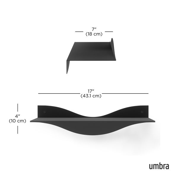 Набор из 2-х настенных полок surf, черный Umbra

