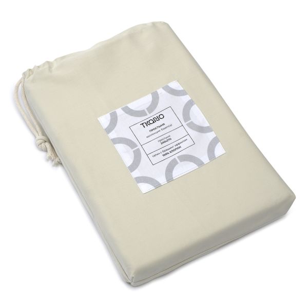 Простыня из сатина серо-бежевого цвета с брашинг-эффектом из коллекции essential Tkano