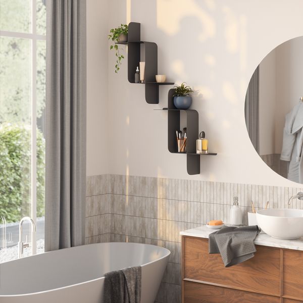 Набор металлических настенных полок montage, 2 шт, черные Umbra
