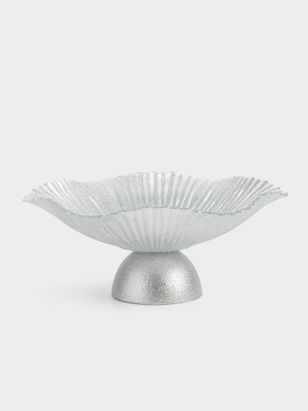 Ваза для фруктов 31х13 см, на ножке, стекло, серебристая, Avila Anna Lafarg