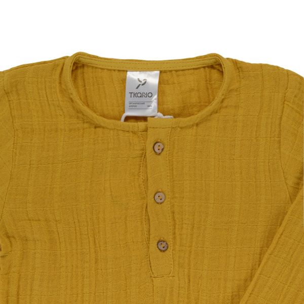 Рубашка из хлопкового муслина горчичного цвета из коллекции essential 18-24m TK20-KIDS-SHI0002
