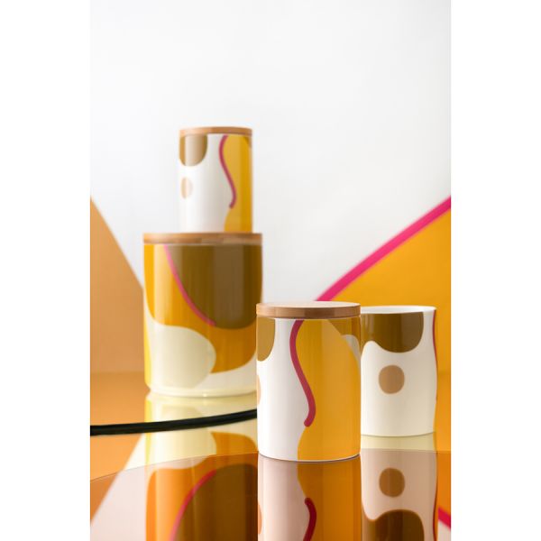 Банка для хранения горчичного цвета с авторским принтом из коллекции freak fruit  275мл