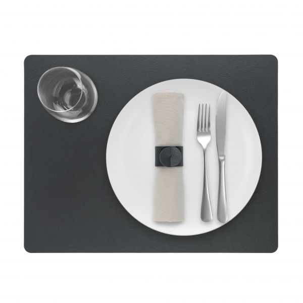 Подстановочная прямоугольная салфетка из натуральной кожи 45х35 см tornado dark grey Skinnatur