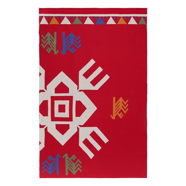 Плед из хлопка по мотивам чувашских орнаментов из коллекции cultural heritage, 130х180 см Tkano