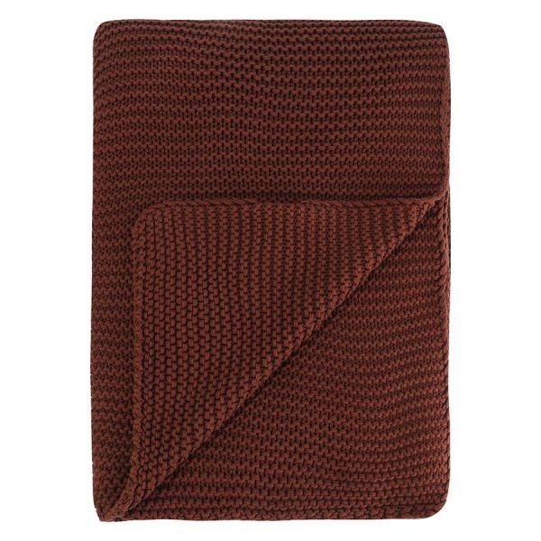 Плед из хлопка жемчужной вязки коричневого цвета из коллекции essential, 130x180 см Tkano