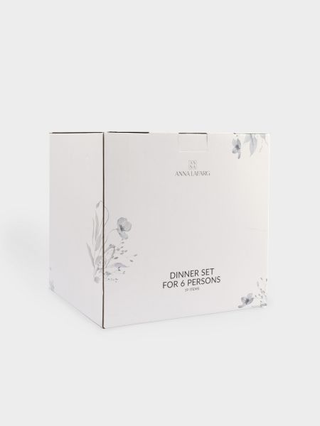 Сервиз обеденный на 6 персон, 19 предметов, фарфор, молочный, Полевые цветы, Flower melody