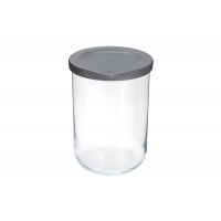 Емкость для хранения 15х10 см, 950 мл, стекло/пластик, серая, Basic ANNA LAFARG