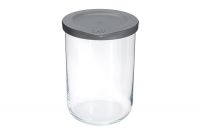 Емкость для хранения 15х10 см, 950 мл, стекло/пластик, серая, Basic ANNA LAFARG