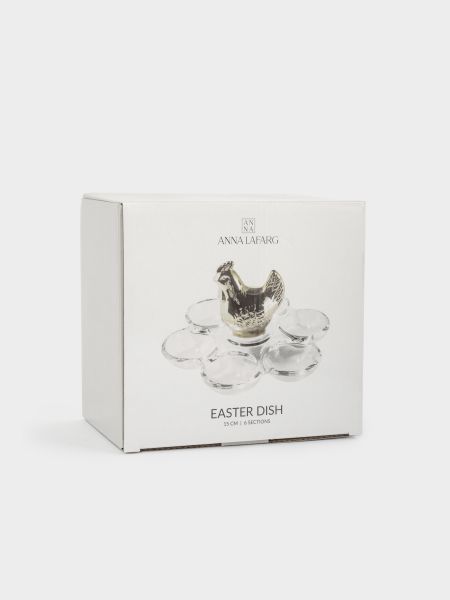 Блюдо пасхальное 15 см, 6 отделений, стекло, золотистое, Курица, Golden Easter
