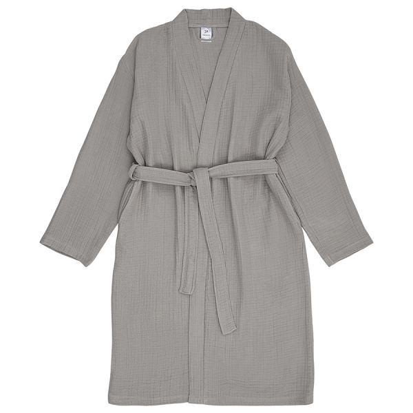 Халат из многослойного муслина серого цвета из коллекции essential, размер s Tkano