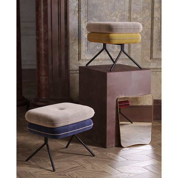 Пуф pea, велюр, бежевый/темно-синий Bergenson Bjorn