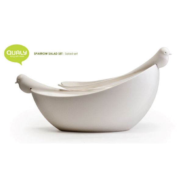Салатница Sparrow с ложками белая