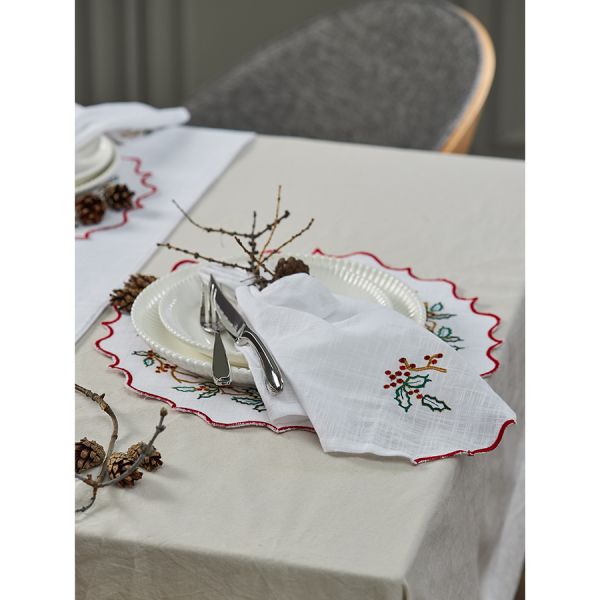 Набор из двух салфеток под приборы festive wreath из коллекции new year essential, D38 см Tkano